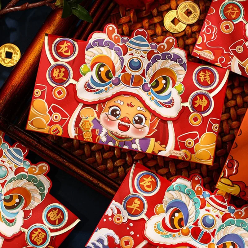 2024 Spring Festival National Tide Red Envelope Lion Dance Red Envelope New Year's Red Bag Chinese Red Envelope