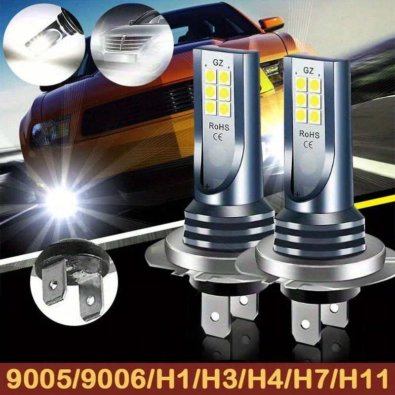 H7 LED Headlight Bulb 12V 24V Car Headlight 6000K Car Fog Light Bulb IP67 Waterproof Super Bright 1000LM for Vehicle Accessories