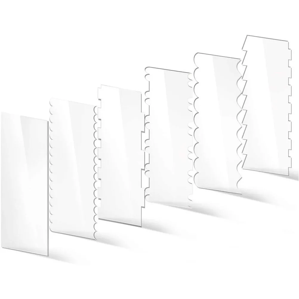 

6Pcs Acrylic Cake Scrapers Transparent High Hardness Flexible Cake Cutters Home Baking Accessories Kitchen Tools