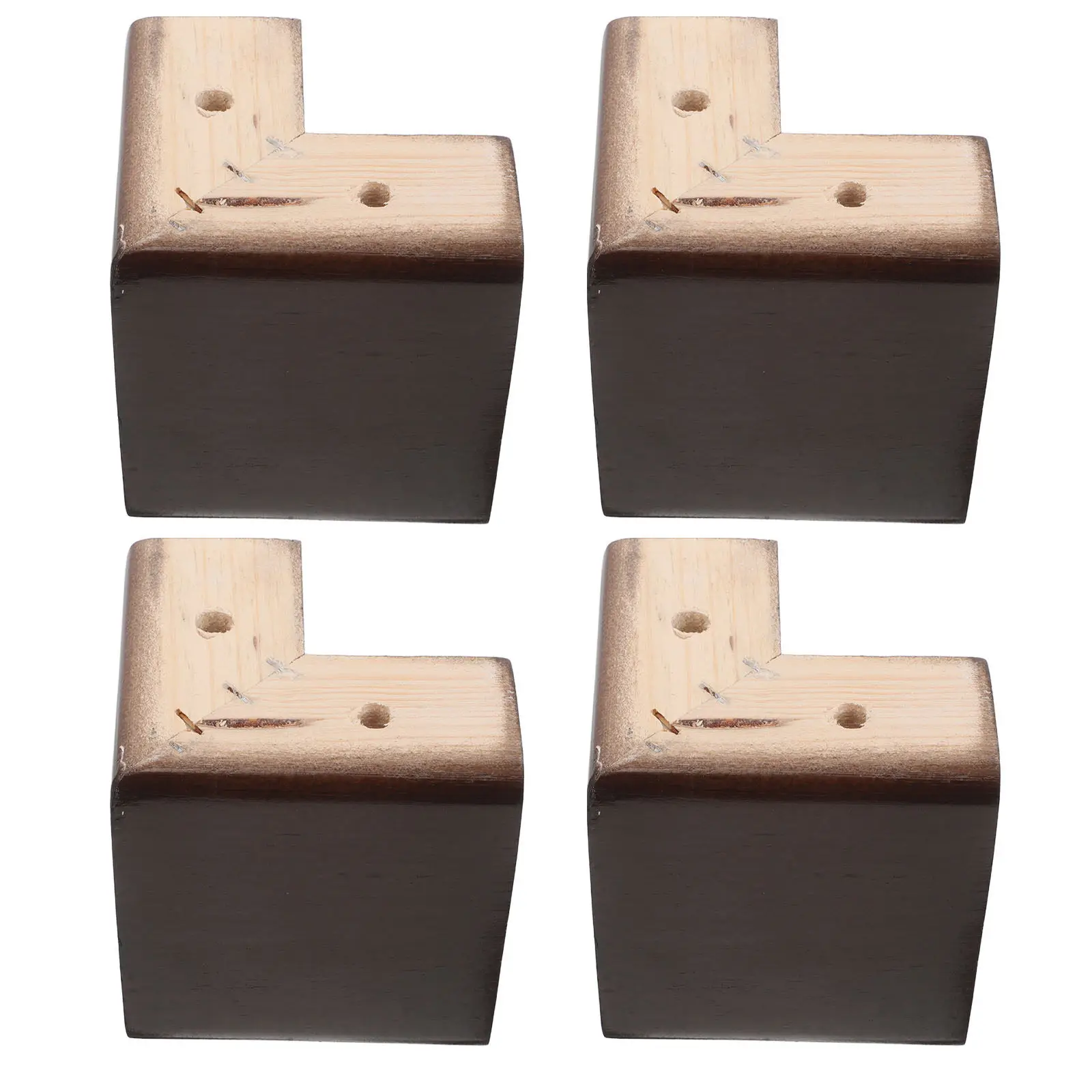 4Pcs Solid Wood Sofa Legs Pine L-Shaped Bed Risers Heavy Duty Replacement Furniture Feet for Cabinet Table Couch Extenders