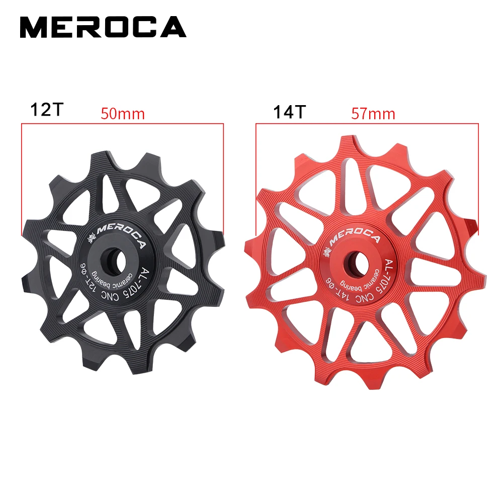 MEROCA Ceramic Pulleys 12/14T Bicycle Derailleur 9v 10v 11v Rear Derailleur Mtb Pulleys Wheel Ceramic Bearing Road Mountain Bike