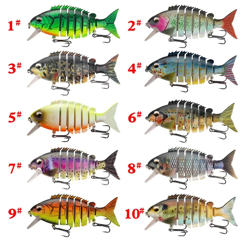 Lure Submersible Minnow Multi-jointed Fish 10cm 22.2g Simulated Fake Bait 10PCS Set Bass Predatory Bait Noisy Death Temptation