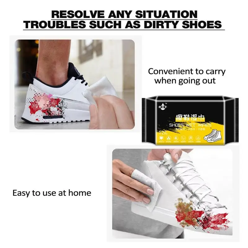 Quick Wipes For Shoes Disposable Quick Cleaning Sneakers Wipes Travel Portable Shoe Stain Remover Wet Wipes For Removing Dirt