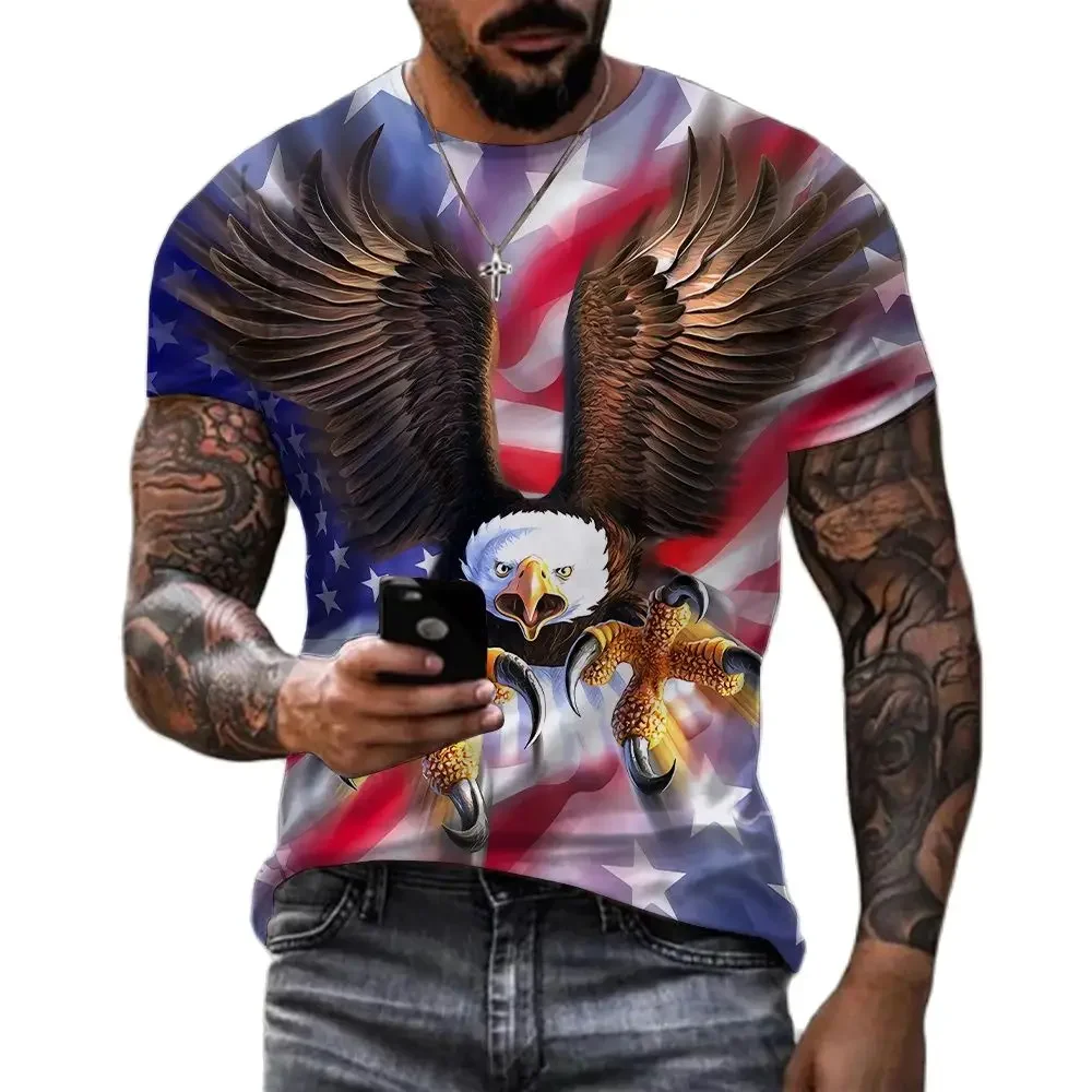 Soaring Eagle 3D Print Men's T Shirt Animal Graphic Streetwear Summer Oversized Tee