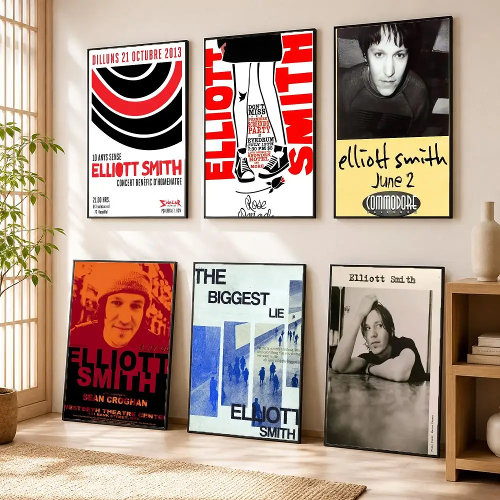E-Elliott Smith Rapper Poster Modern Home Living Bedroom Bar Hallway Waterproof Wall Art Aesthetic Decor