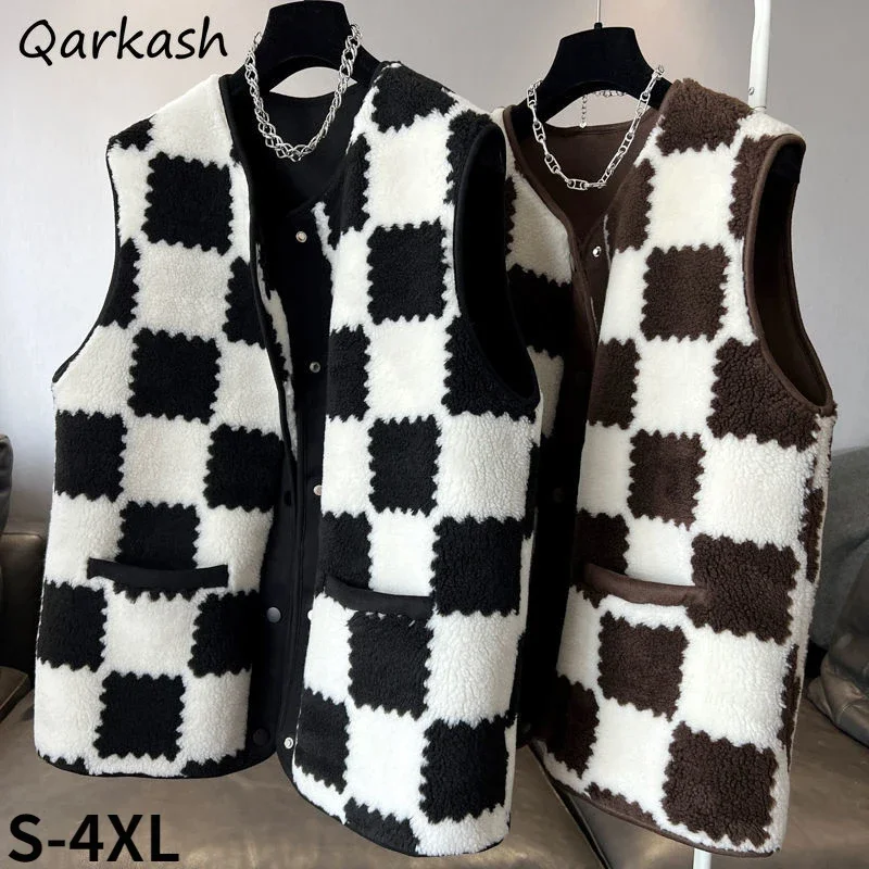 

Plaid Vests Women S-3XL Autumn Vintage Pockets All-match Trendy Cozy Leisure Outwear Colleges Popular Checkered Ulzzang Femme