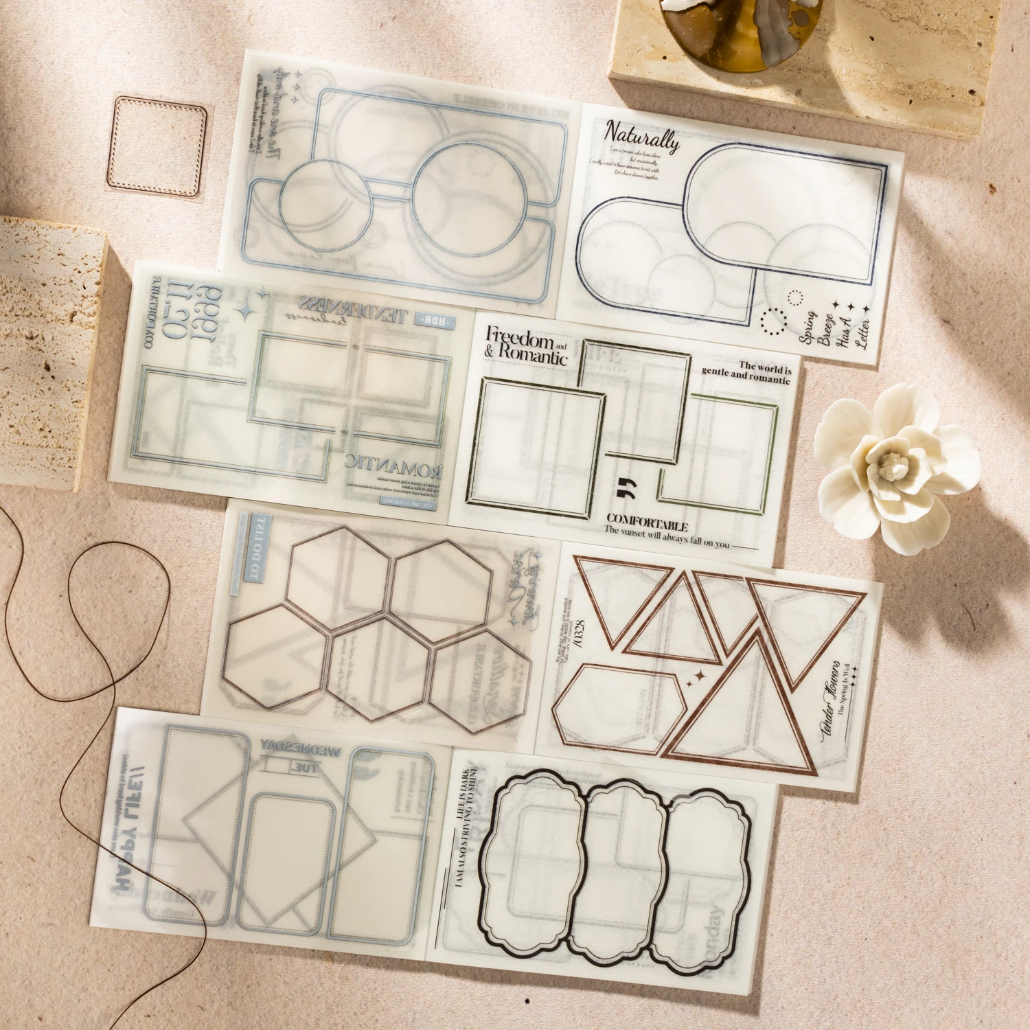 

Серия бордюрных теории, винтажная геометрическая рамка, пейзажная наклейка, книга, креативный материал для журнала «сделай сам», канцелярские принадлежности для коллажа