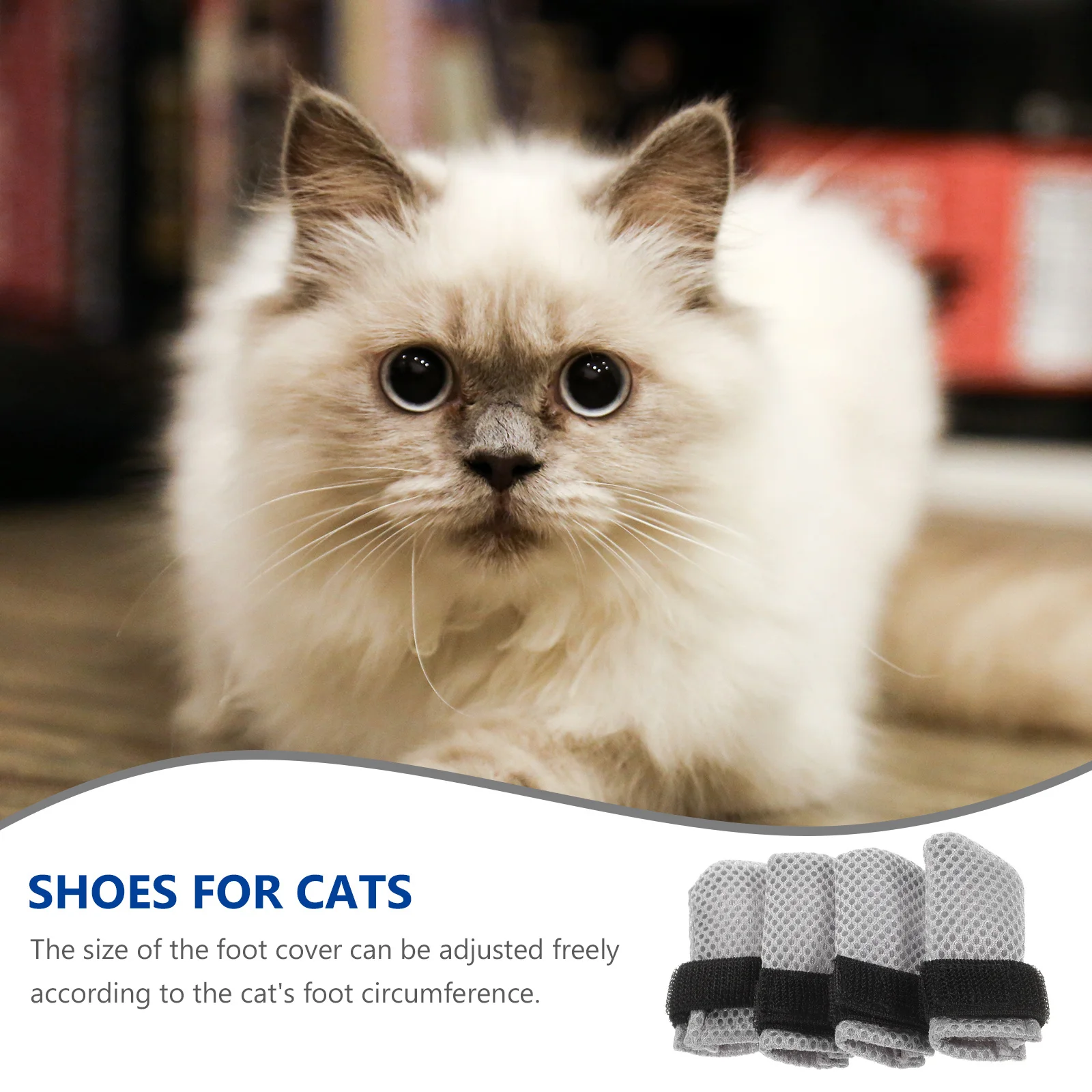 

4Pcs Cat Claw Caps Adjustable Foot Covers Protective Paw Boots Durable Anti-Scratch Cat Shoes for Medicine Shoes for Cats