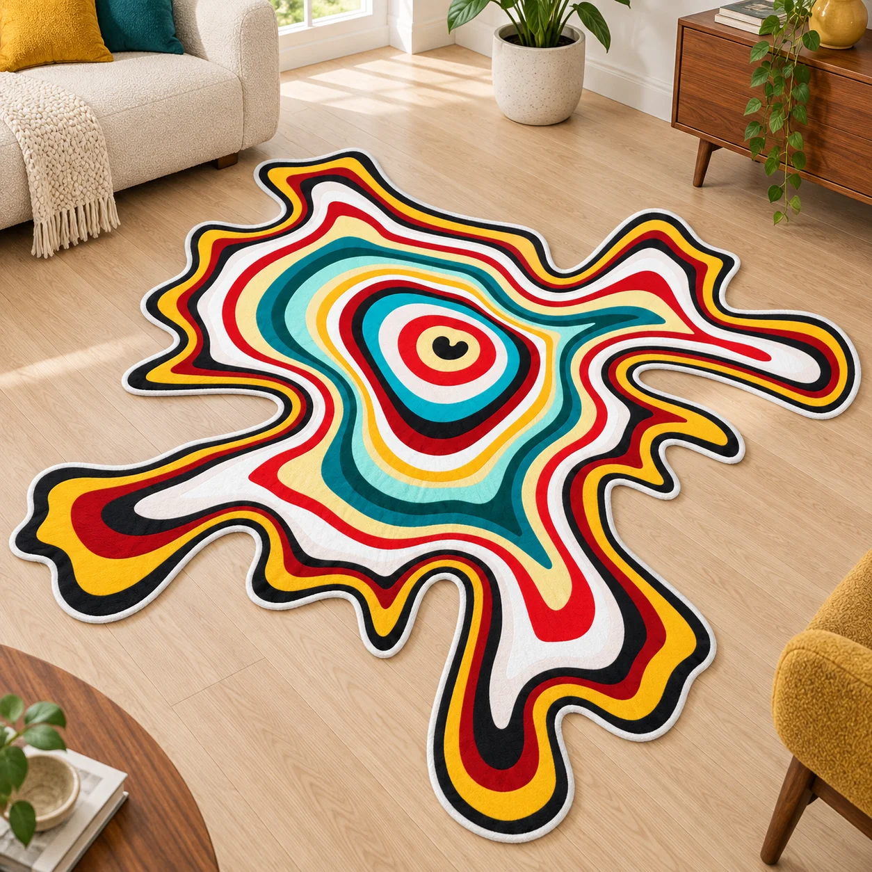 Century Textile & Sewing Supply Reviews - سجادة أرضية ملونة بتصميم موجي عتيق،