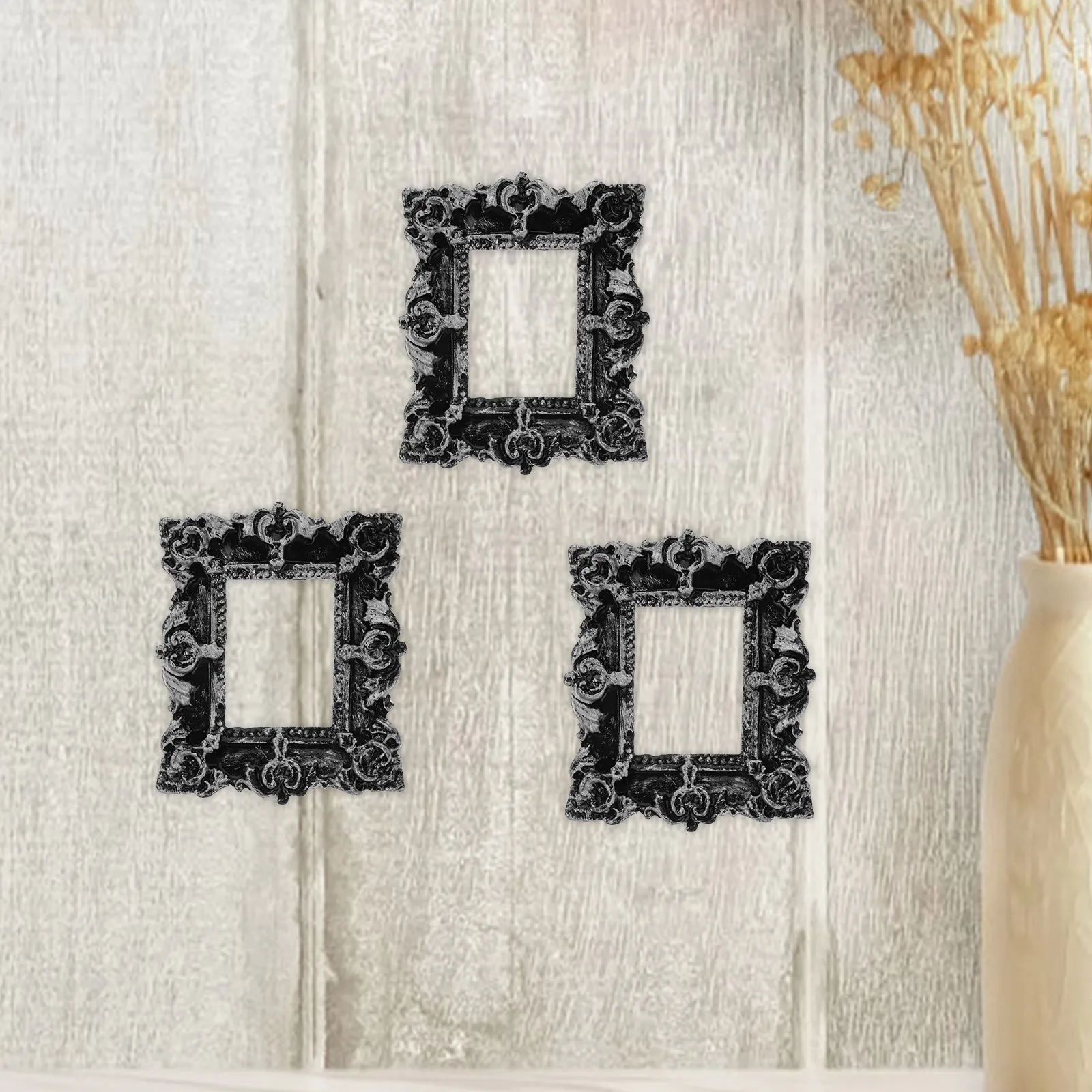

2 Pcs Mini Photo Frame Aesthetic Picture Frames Decor Vintage Craft Retro Miniature European Style with Elements Accessories