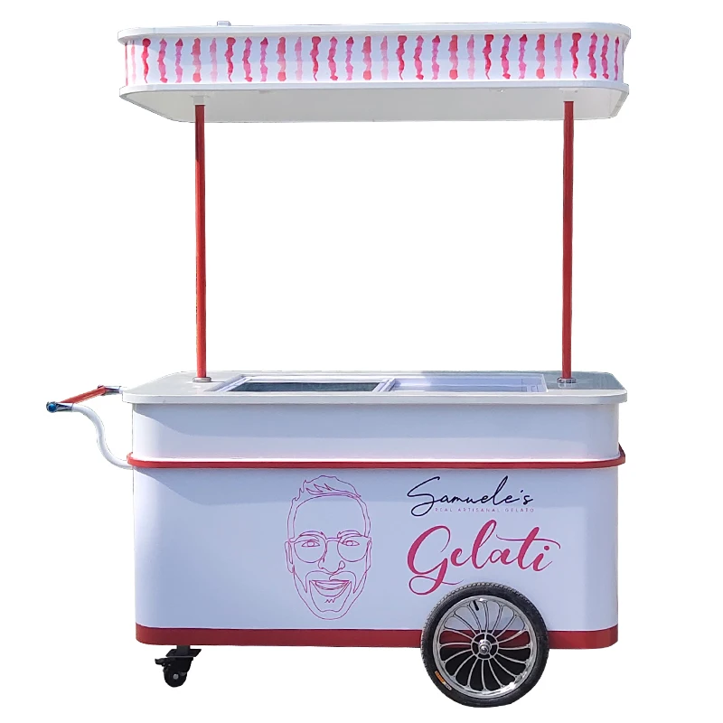 Snack Food Customized Ice Cream Cart Fruit Vending Push Cart Mobile Commercial Food Cart for Street Use