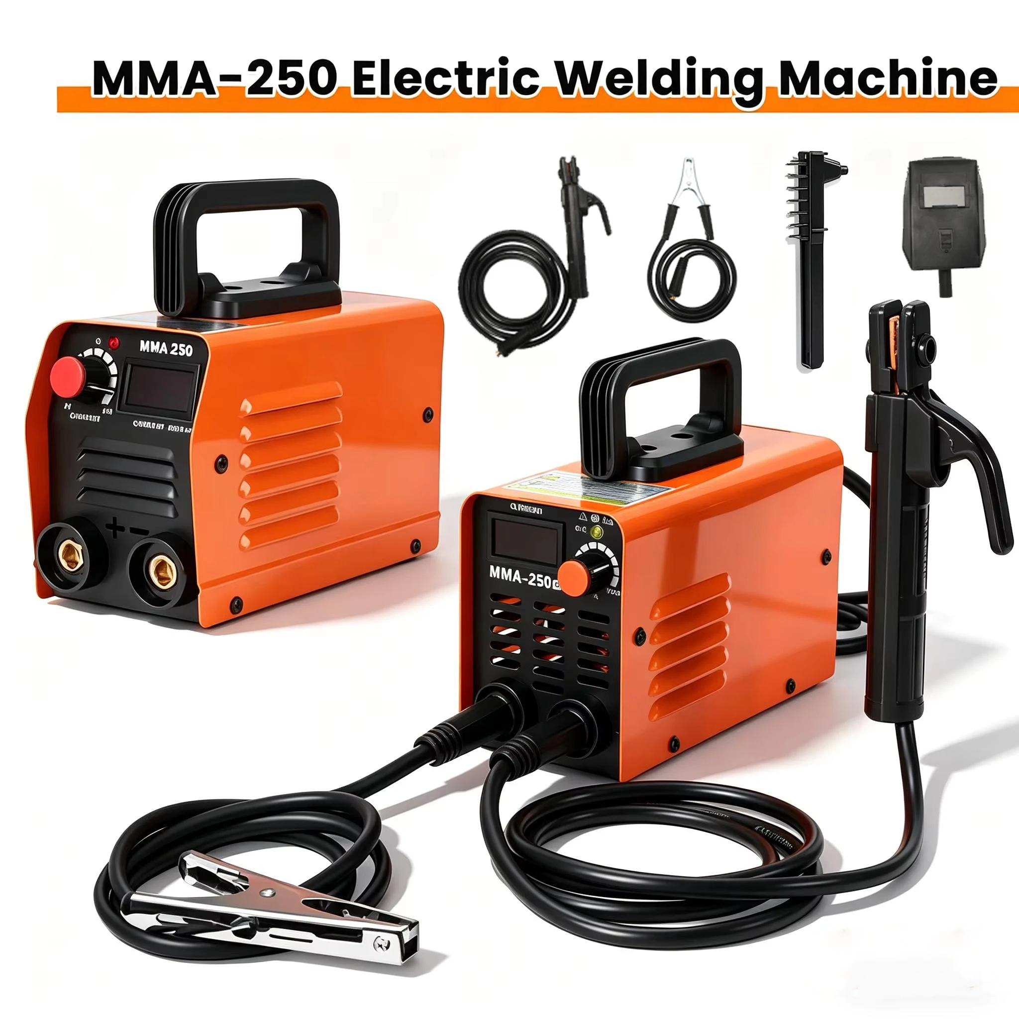 MMA-250 Tragbare Schweißmaschine Inverter-Lichtbogenschweißgerät mit Einstellbarem Strom Kompakte Schweißmaschine Autoreparaturwerkzeug mit Werkzeugaufbewahrungsbox