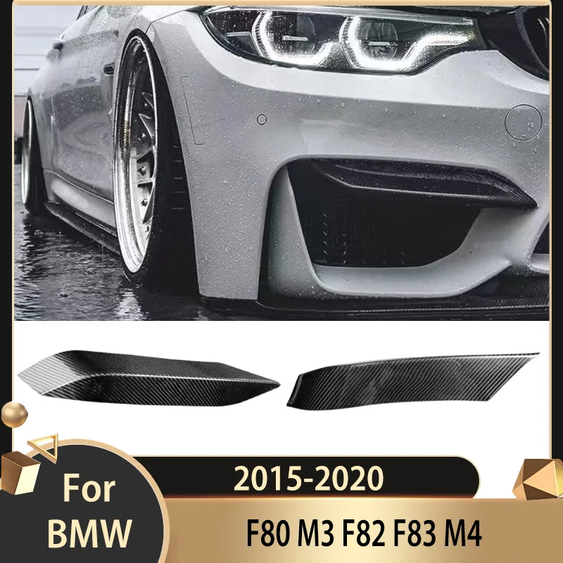 

Front Bumper Side Splitter Lip Spoiler Dry Carbon Fiber Air Vent Frame Trim For BMW F80 M3 F82 F83 M4 2015-2020 body kit Tuning