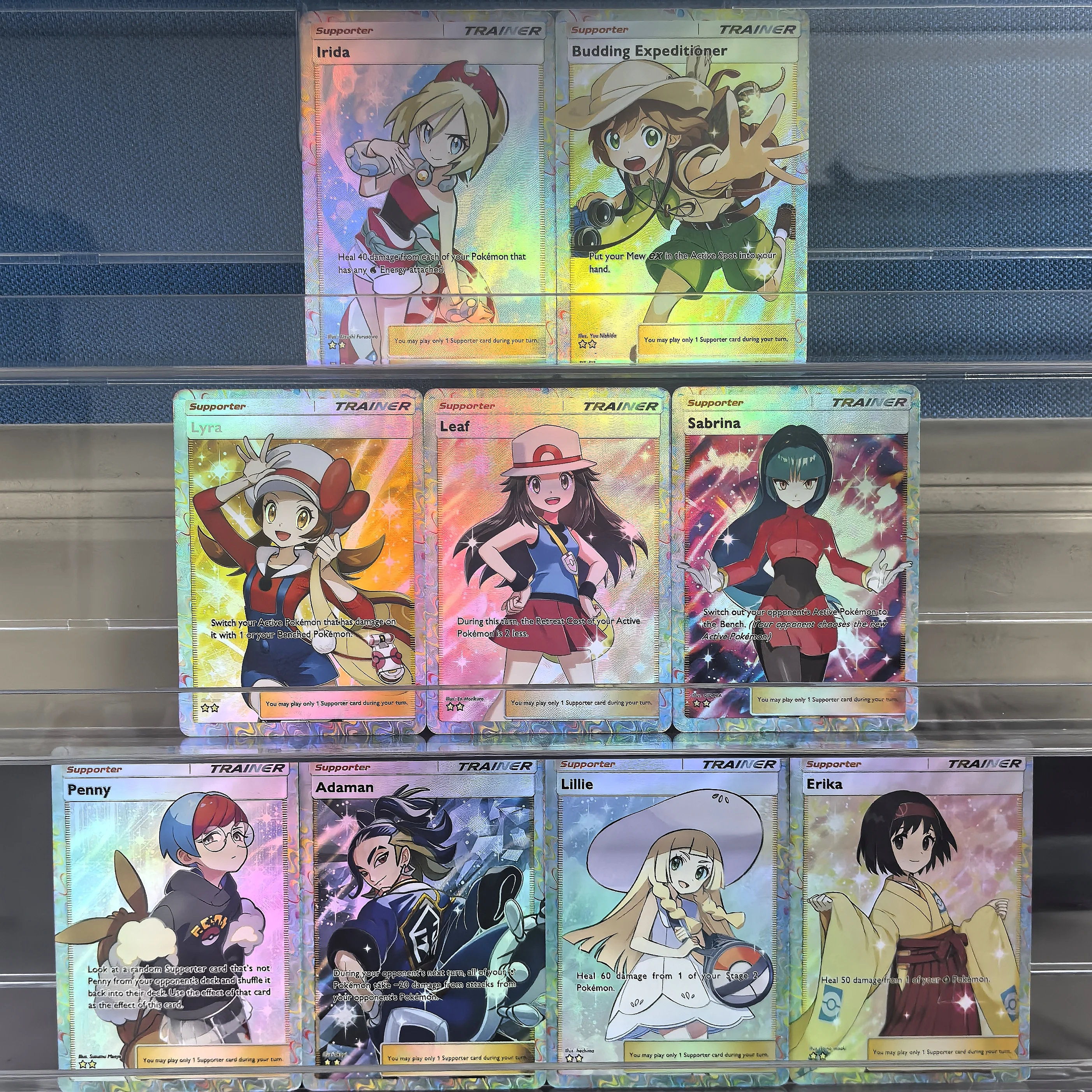 لتقوم بها بنفسك TCG بوكيمون الجيب الإنجليزية جمع بطاقات إيريدا ليرا ليف ليلي إيريكا بيني سابرينا لعبة كلاسيكية أنيمي بطاقات دمى هدايا