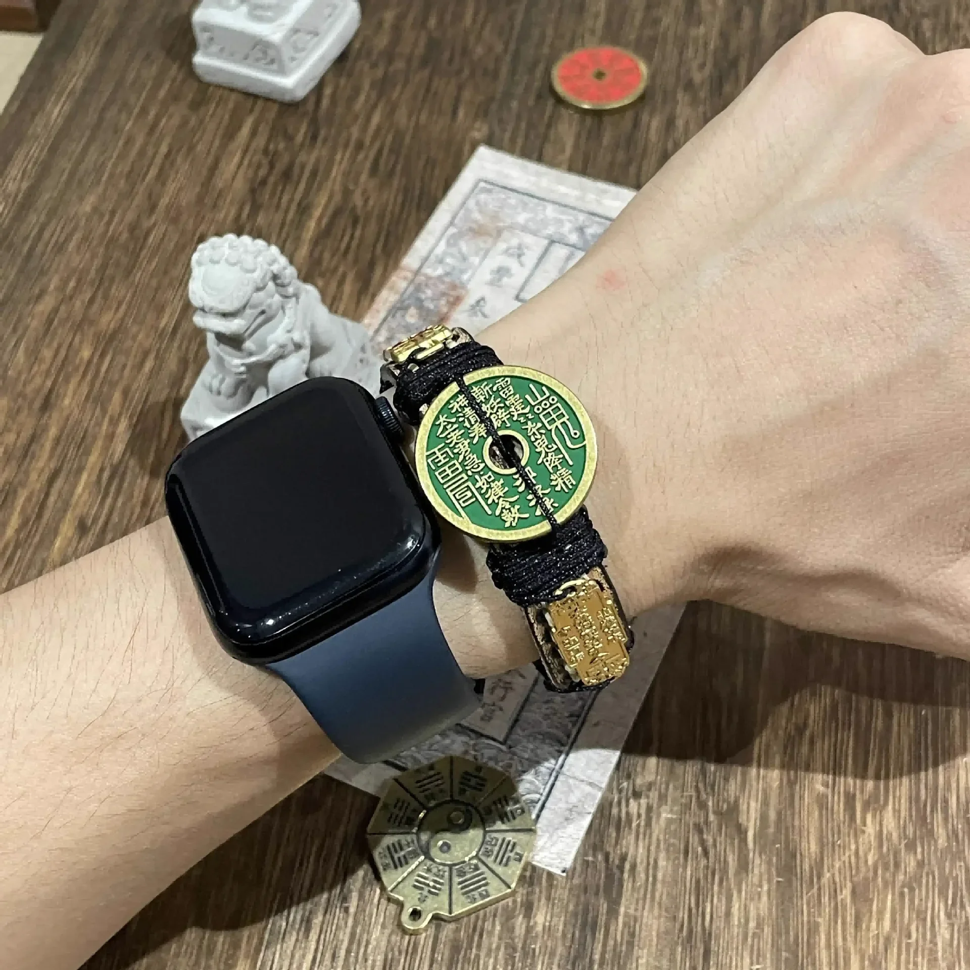 Qingyang Qi Mountain Ghost Spend Money Head Layer Cowhide Bracelet Tiger Tai Sui Mins Original Design for Men and Women HandRope