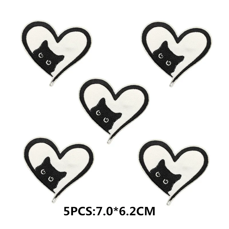 5 teile/los Cartoon Katze Applique Stickerei Patches Für Kleidung Aufkleber DIY Tier Patch Eisen Auf Patches Auf Kleidung – Detail 3