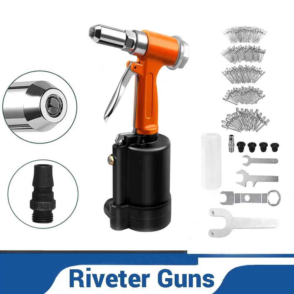 Pneumatic Rivet Nut Gun Kit Set Automatic Riveter Hydraulic Industrial Tool Rivet Nut Nail Insert Hand Tool With 500 Pcs Rivets