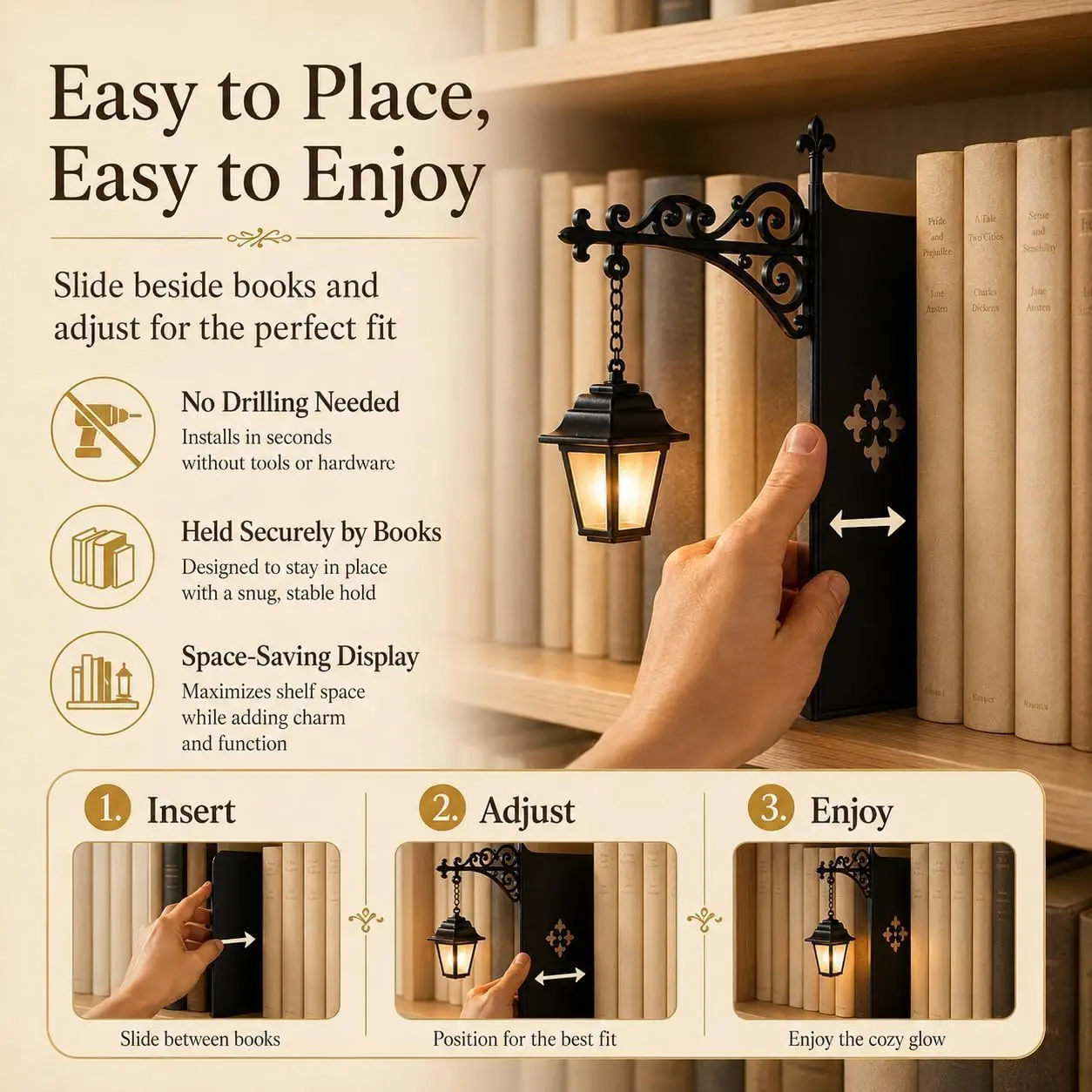 Bücherregal-Lampe, Bibliotheks-Laterne, Mini-Bücherregal-Lampe, Buchnischen-Leuchte, Lese-Nischen-Dekoration für Zuhause – Detail 15