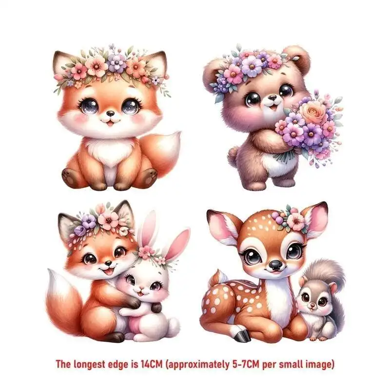 14 سنتيمتر دعوى أزهار لطيفة الحيوان الثعلب الحديد على نقل الحرارة ملصق للملابس Pinted الفينيل الحراري يزين قابل للغسل تي شيرت مائي