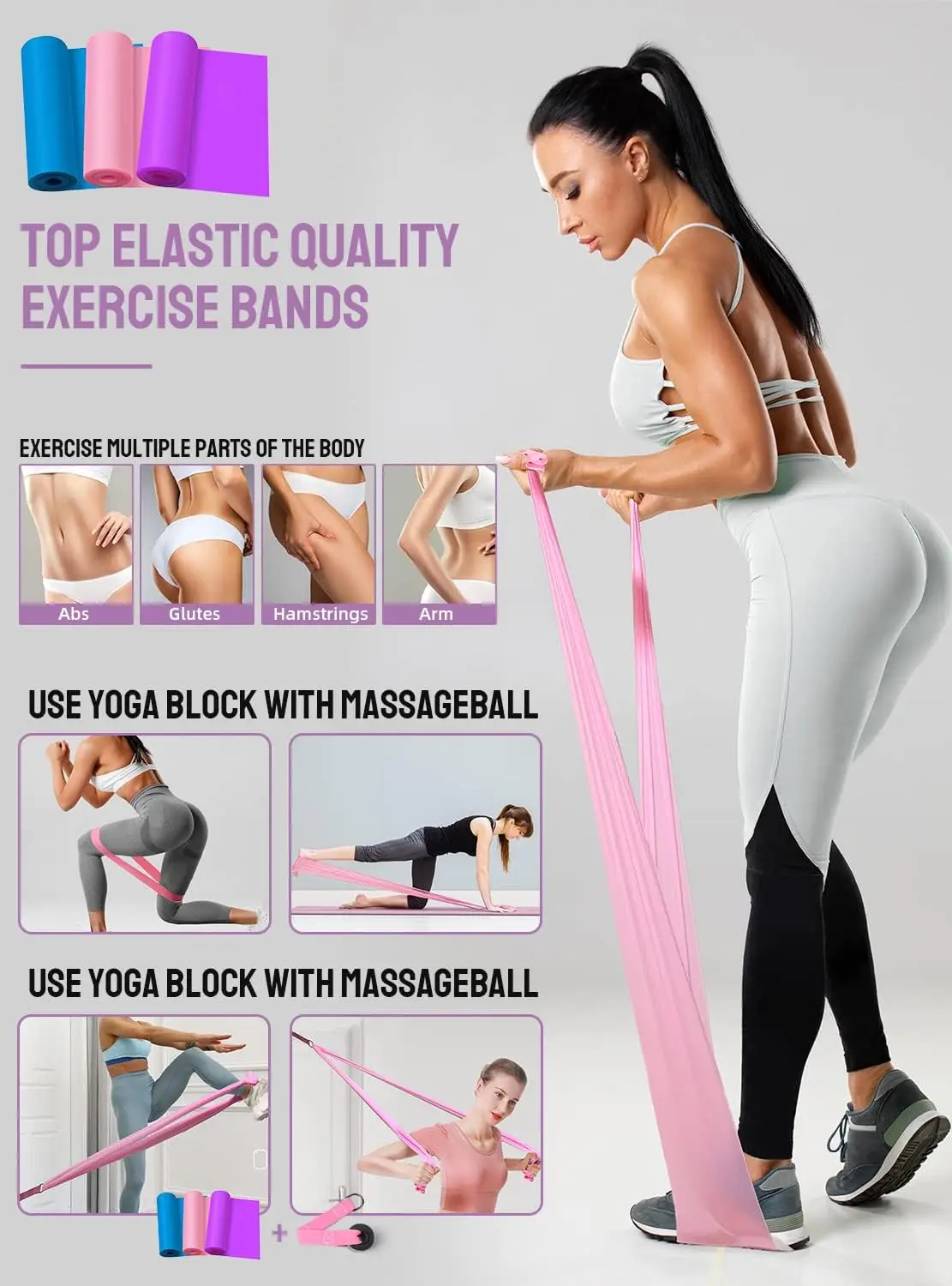 عالية الكثافة 1/3 سميكة إيفا اليوغا حصيرة مجموعة متعددة الحلقات حزام بيلاتيس ملحق الغنيمة المقاومة الفرقة مرساة الباب حمل Strap11 #6