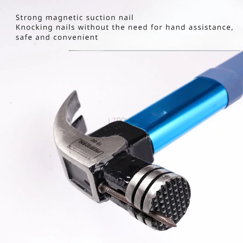 

New Woodworking Square/Round Head Hammer Carbon Steel Sheep Horn Hammer Non Slip Insulated Handle Iron with Magnetic Wood Tools