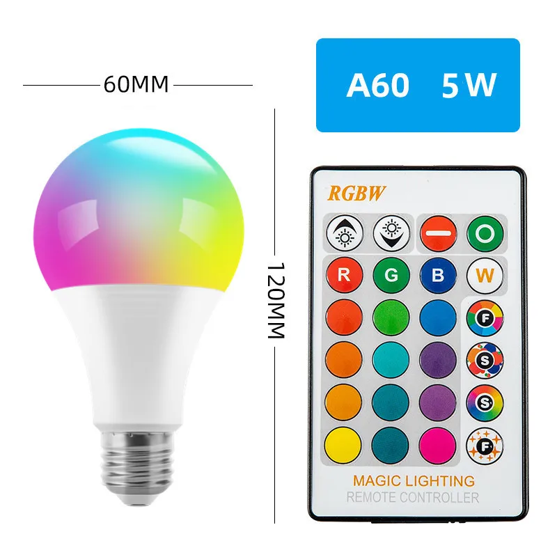 Bombilla LED RGB de 16 colores, Bombilla Multicolor E27, Base de 220V, iluminación del hogar regulable, 24 teclas, Control remoto, luz de neón de ambiente