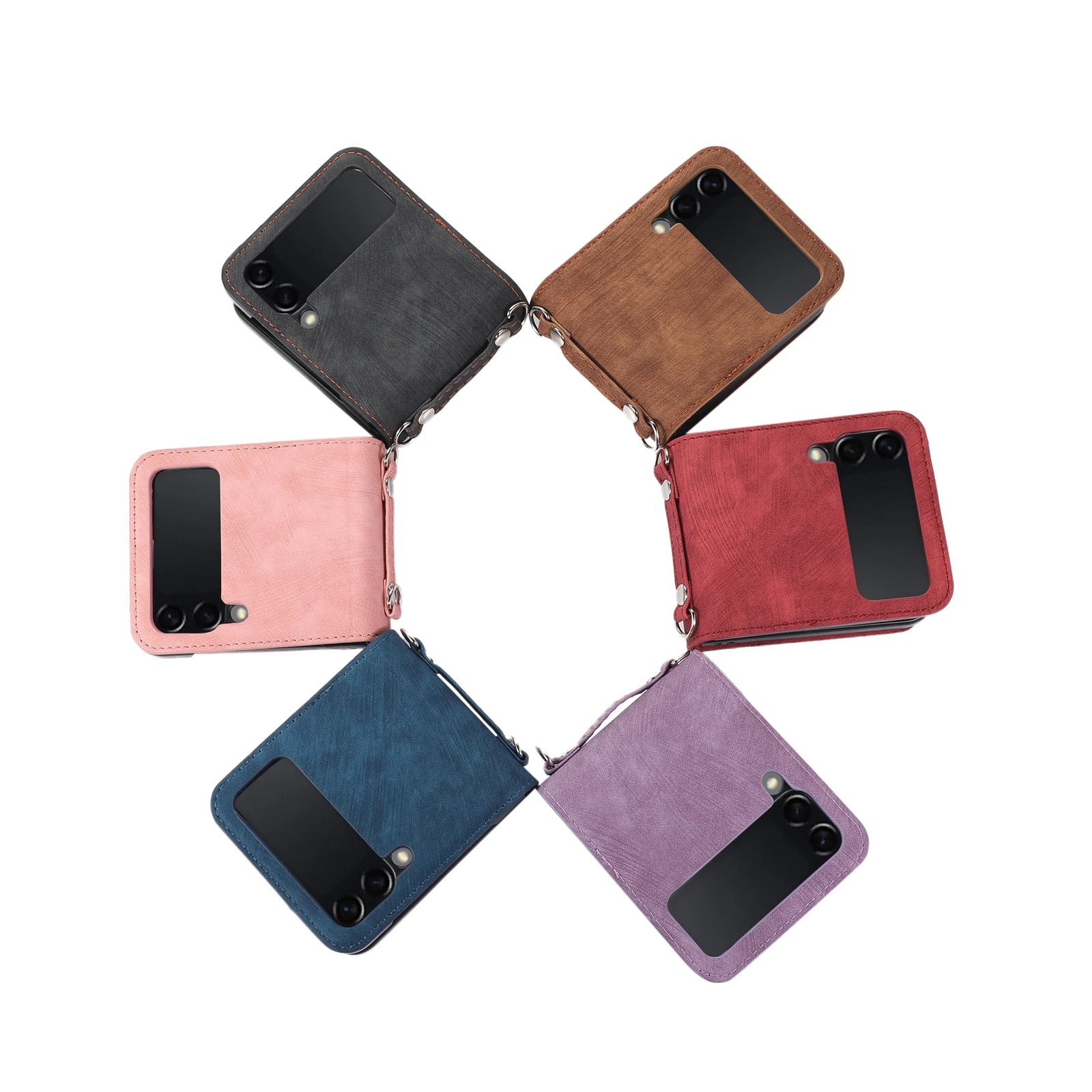 Lanyard Crossbody Wallet Leather Case For Samsung Galaxy Z Flip 7 FE 6 5 4 3 5G Card Slot Shockproof flip5 Protect Shell Cover