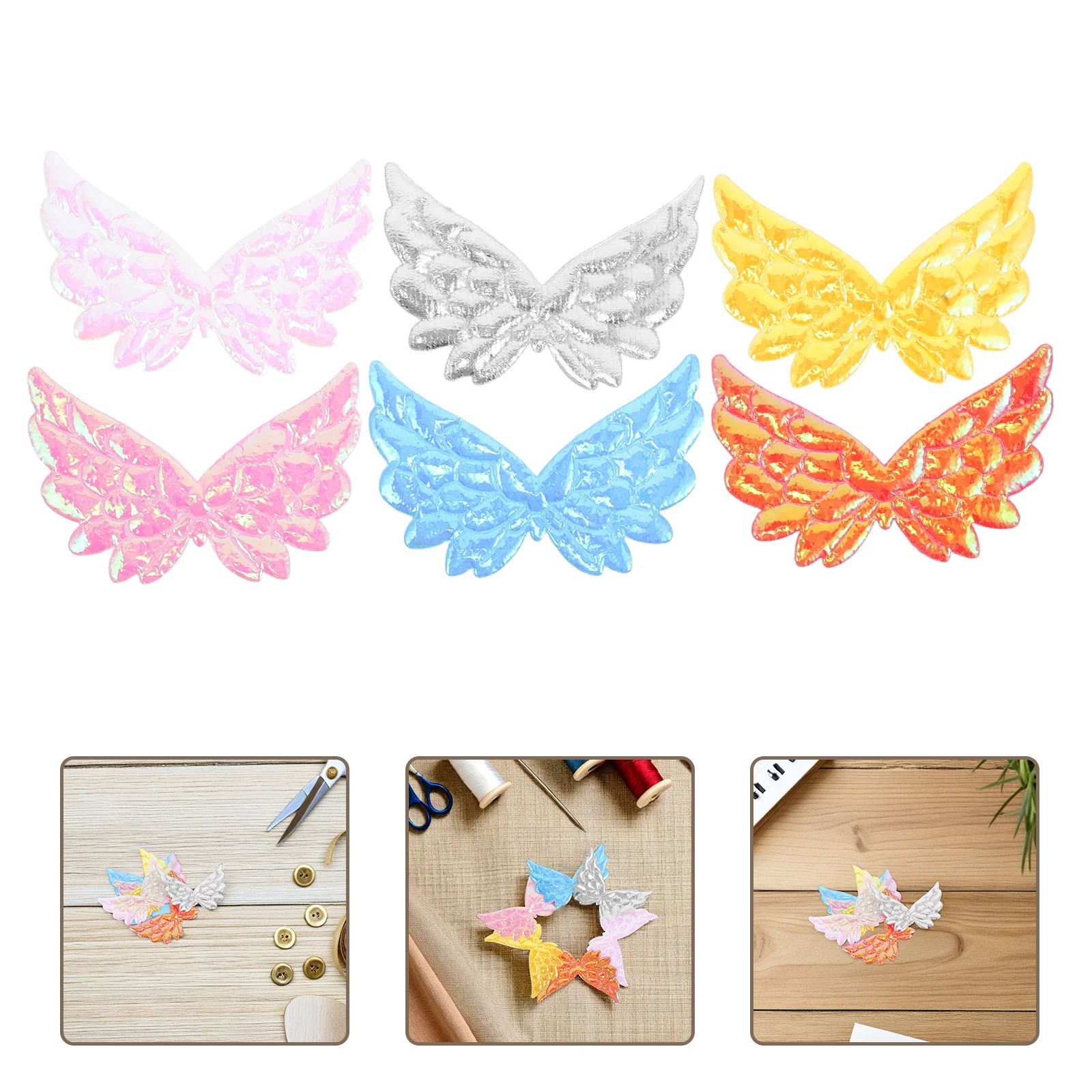 

70pcs Glitter Angel Wings For Crafts Shiny Mini Wing Appliques Diy Hair Accessories Sewing Embellishment Party Decor Birthday