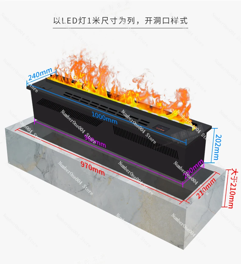 

3D water steam electric fireplace 1000mmx240mmx200mm with three colors changing