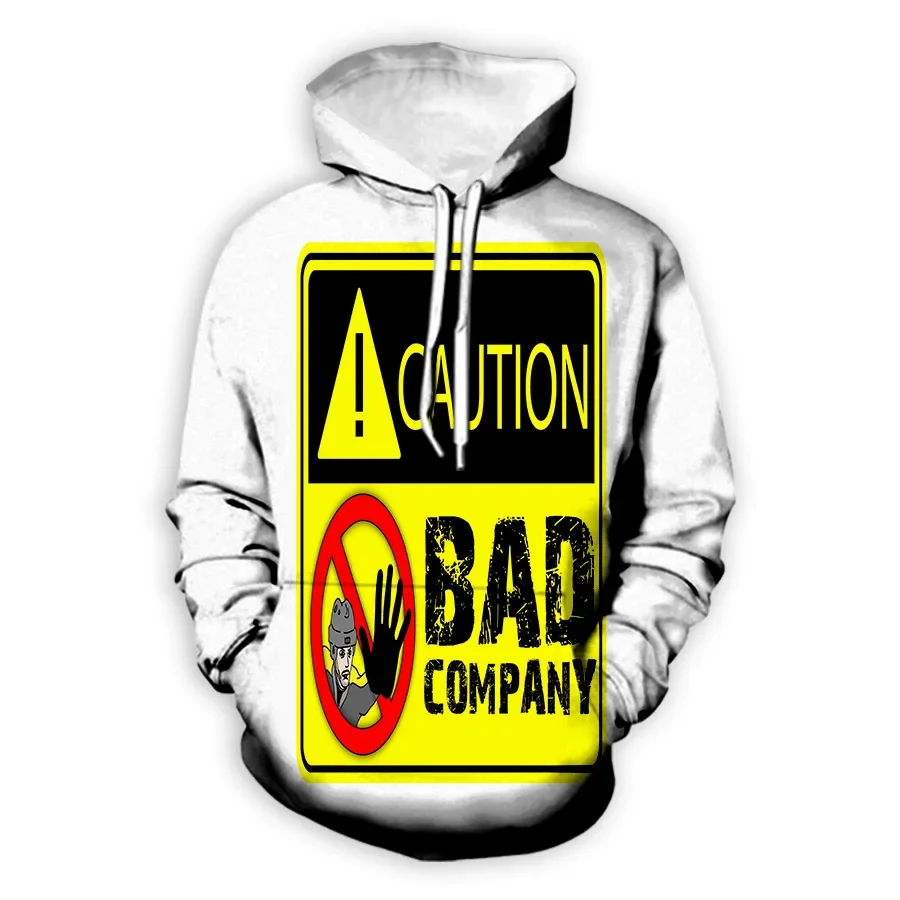 Bad Company-Moletons com capuz para homens e mulheres, Hoodies impressos em 3D, Harajuku Tops, roupas elegantes, B2