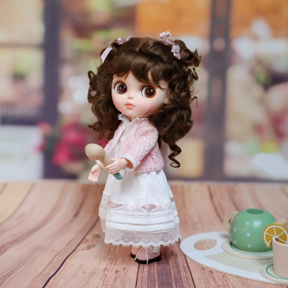 

Cloveray 12 inch New Porcelain Doll Realistic All Ceramic Doll Super Cute Big Eye Doll High-quality Handmade Original Artwork