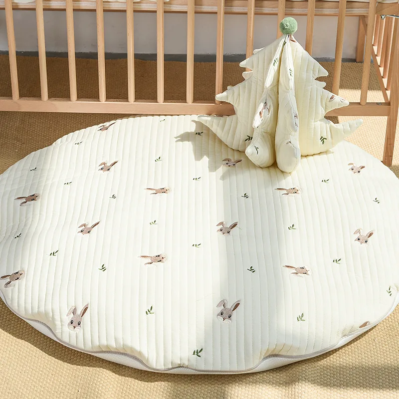 Alfombrillas de juego para bebé, alfombrilla de algodón acolchada con bordado de oso coreano para habitación de niños, alfombra de suelo, decoración de dormitorio para niños, 100CM