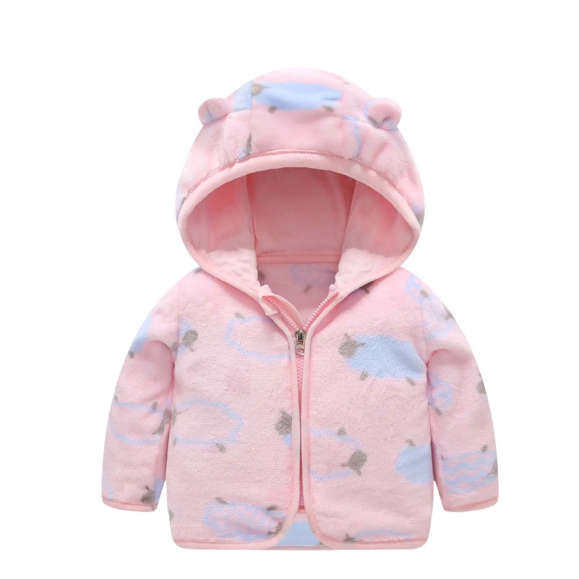 Autumn Winter Childrens Coral Fleece Coat Thick Warm Hooded Long Sleeve Baby Boys Outerwears Plus Velvet Kids Boys Jacket