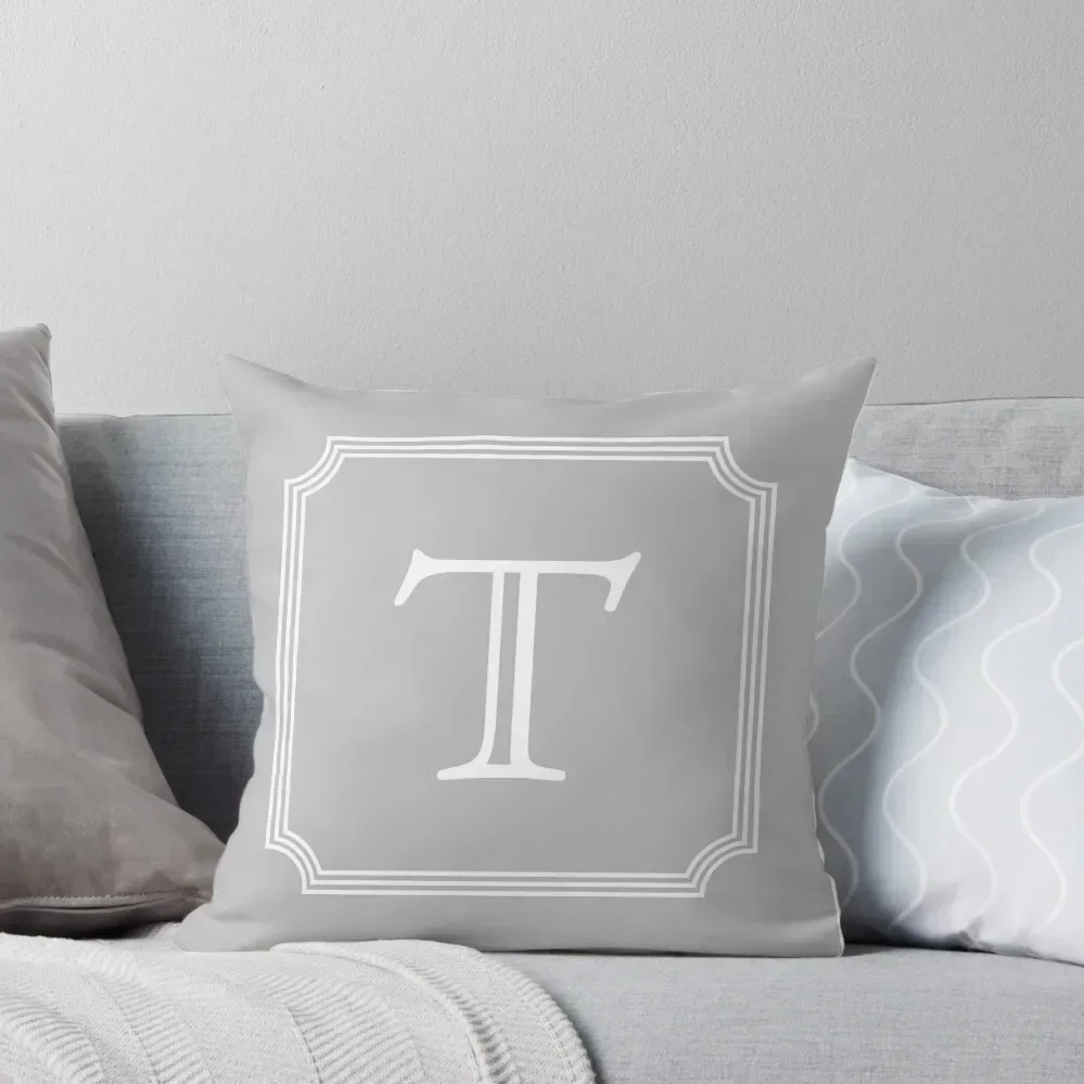 

Silver Gray Stylish And Elegant Monogram T Throw Pillow Christmas Cushion For Home Decorative Cushion christmas supplies pillow