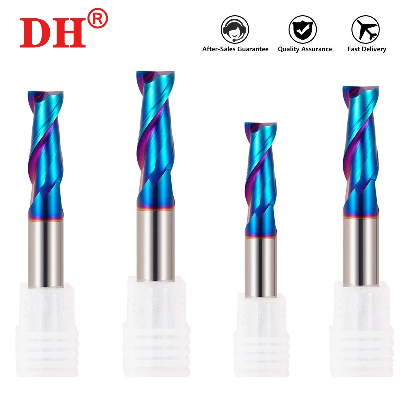 HRC65 2blade slotting Circle Flat End Mill Tungsten Steel Carbide Blue Coating  Milling Cutter For CNC Mechanical Endmills tools