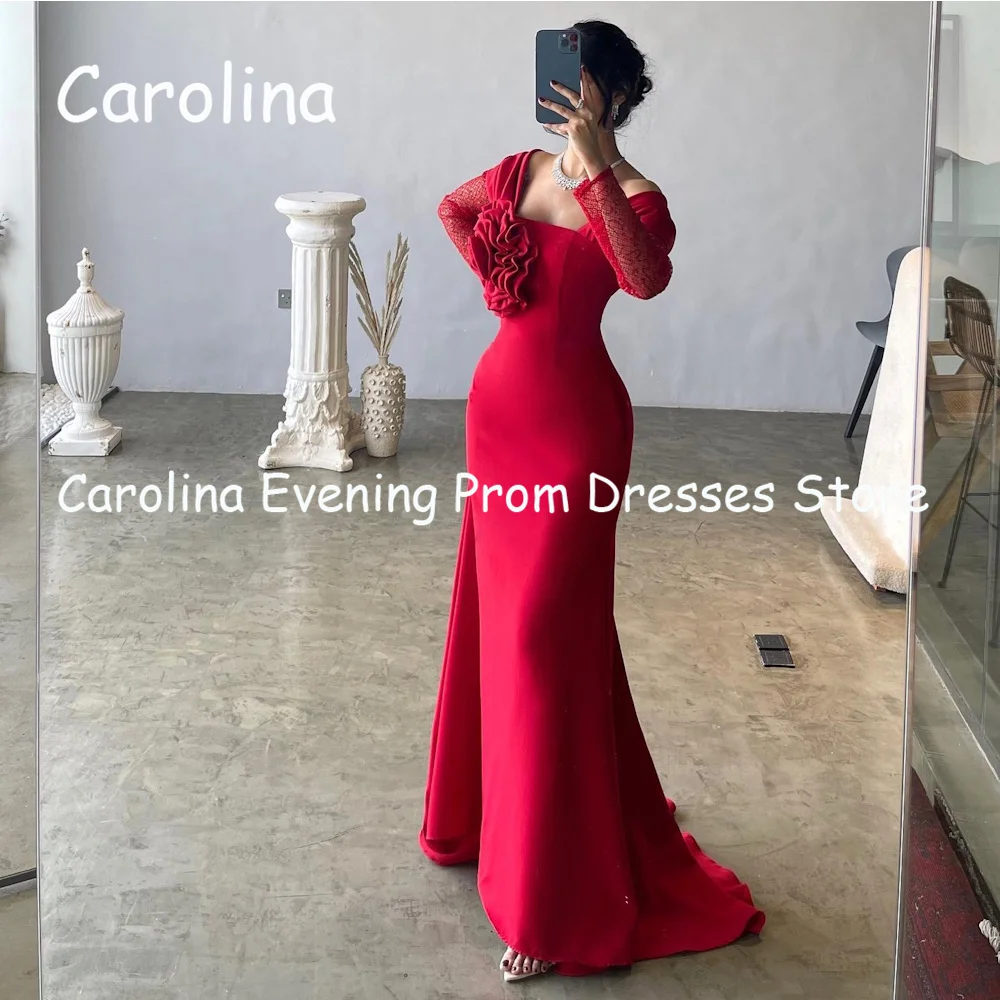 Carolina Crepe Mermaid Off-the-shoulder Floor-length Luxury Prom Gown Evening Formal Elegant Pretty Party Dress for Women 2023