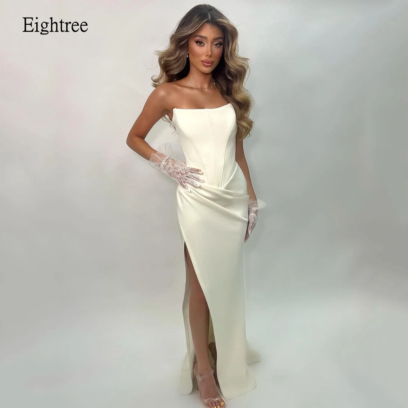 

Eightree Sexy White Mermaid Prom Gowns High Side Split Formal Party Gown Long Evening Dress vestidos de fiesta Customized