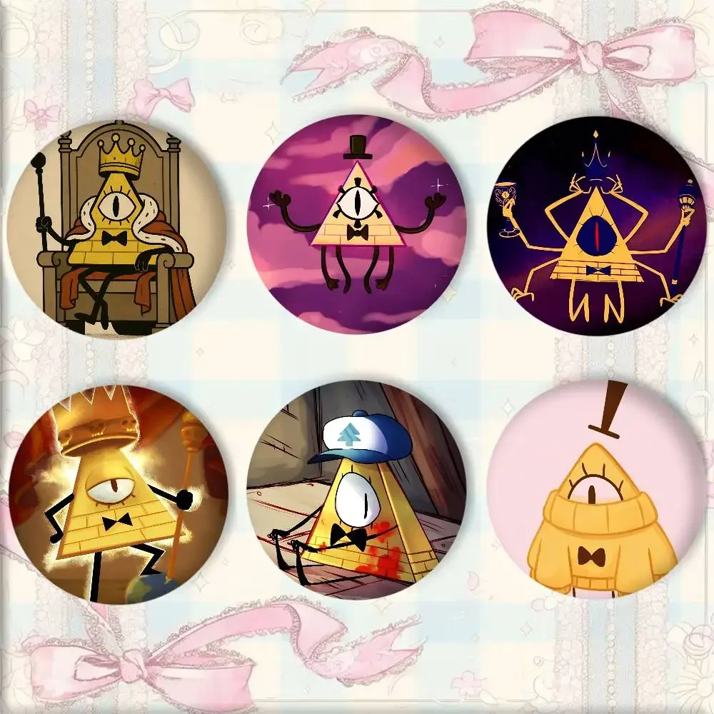 Cartoon Anime G-Gravity F-Falls Bill Cipher Manga Badges Round Cosplay Pin Bag Decor Fans Collect Friends Gifts Brooch