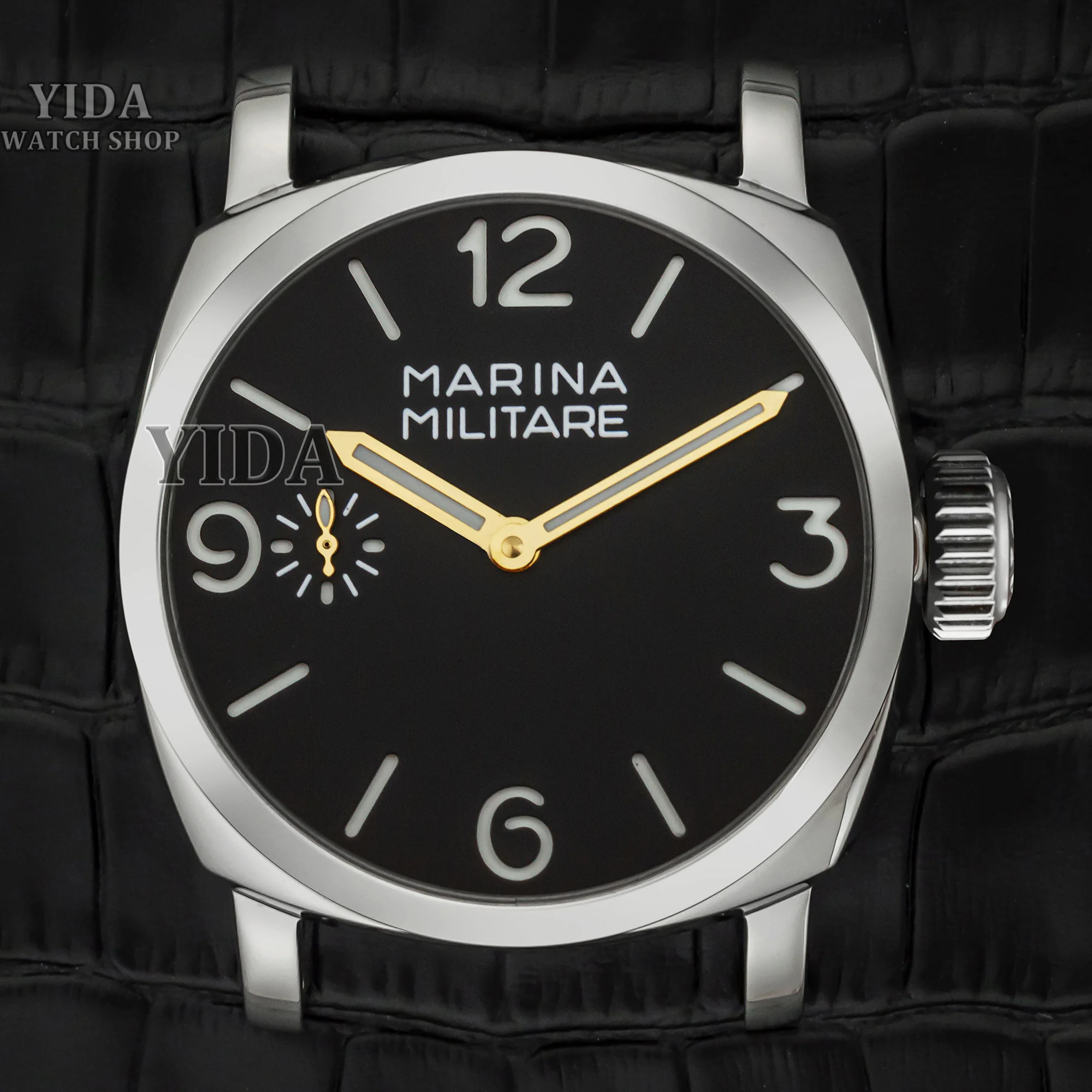 

47mm Stainless Steel Case for PAM 6154 Sapphire Crystal Retro Case 39mm Luminous Dial Hands for ETA 6497/6498/ST3600 Movement