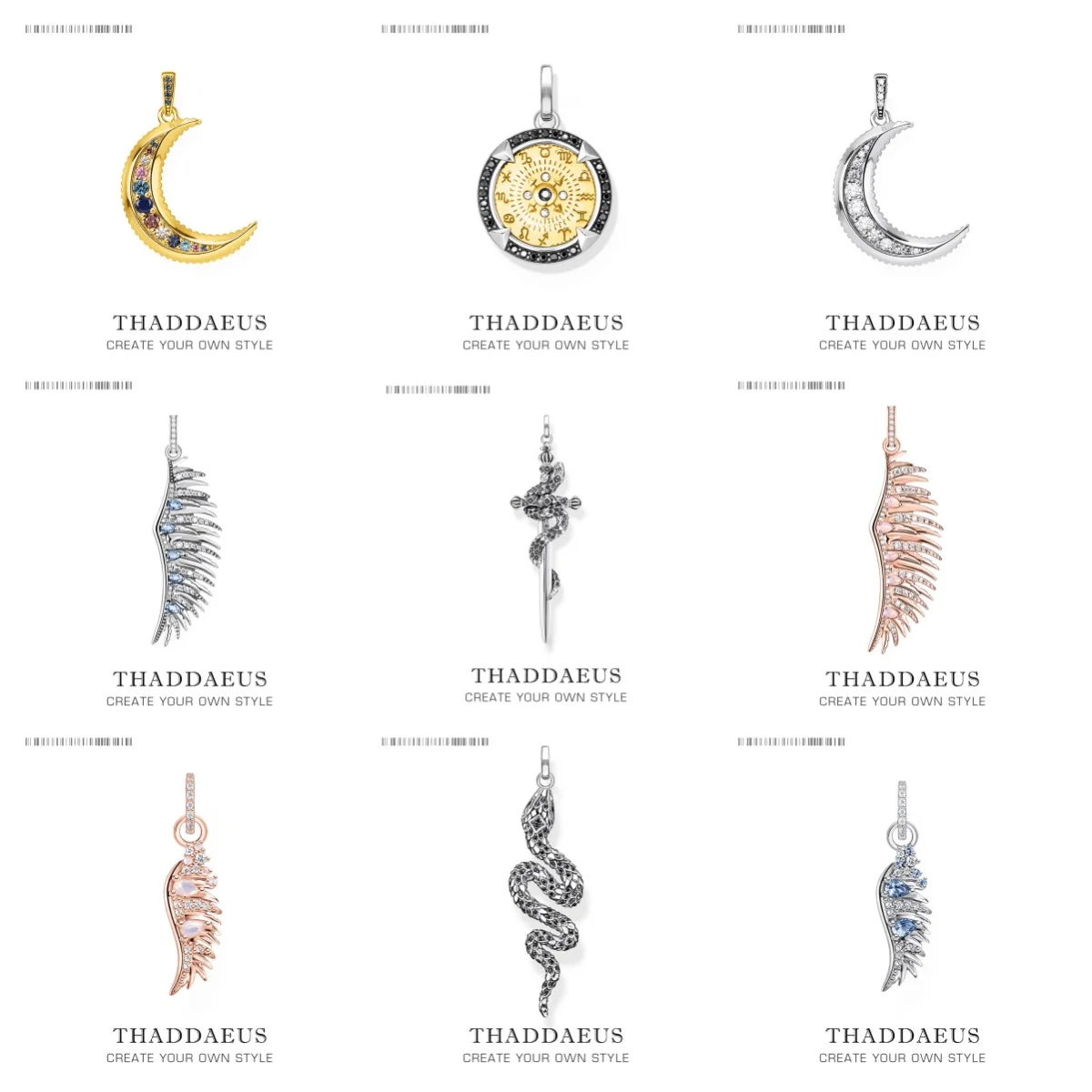 

Pendant Zodiac Phoenix Wings Snake Sword Moon Brand New Fine Vintage Jewelry Accessories 925 Sterling Silver Gift For Woman Men