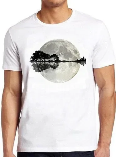 Guitar Tree Moon Birds Nature Funny Meme Cult Movie Music Gift Tee T Shirt M707