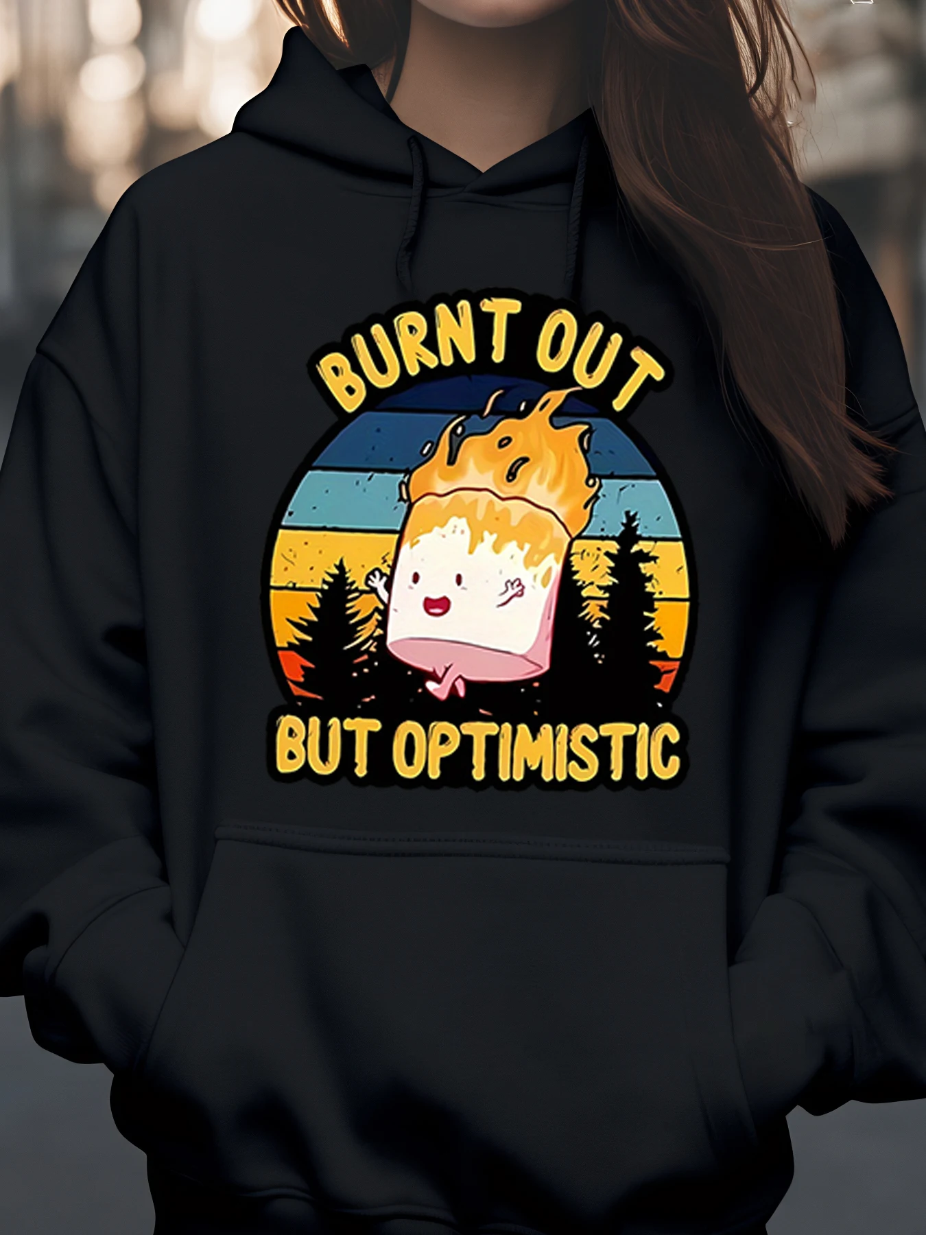 حرق ولكن متفائل الكرتون لهب هوديي الخريف الشتاء ملابس غير رسمية للجنسين #1