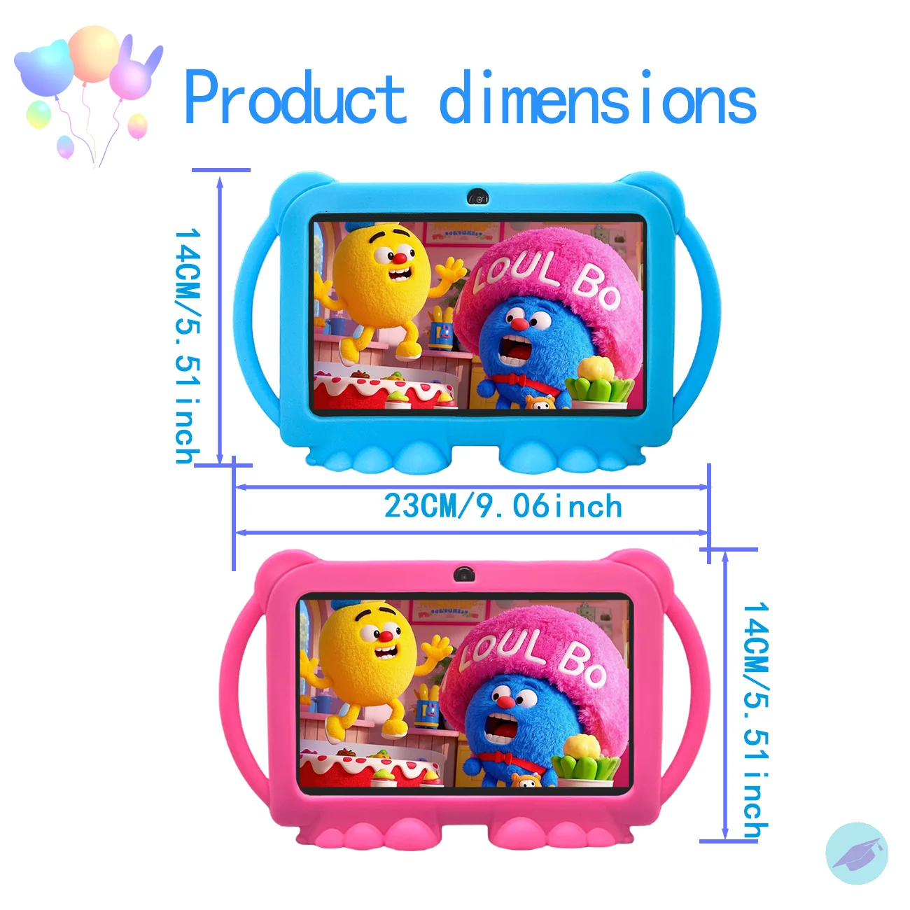 Tablet per bambini Android da 7 pollici, WiFi, batteria da 3000 MAH, doppia fotocamera, regali per bambini per Natale e compleanno