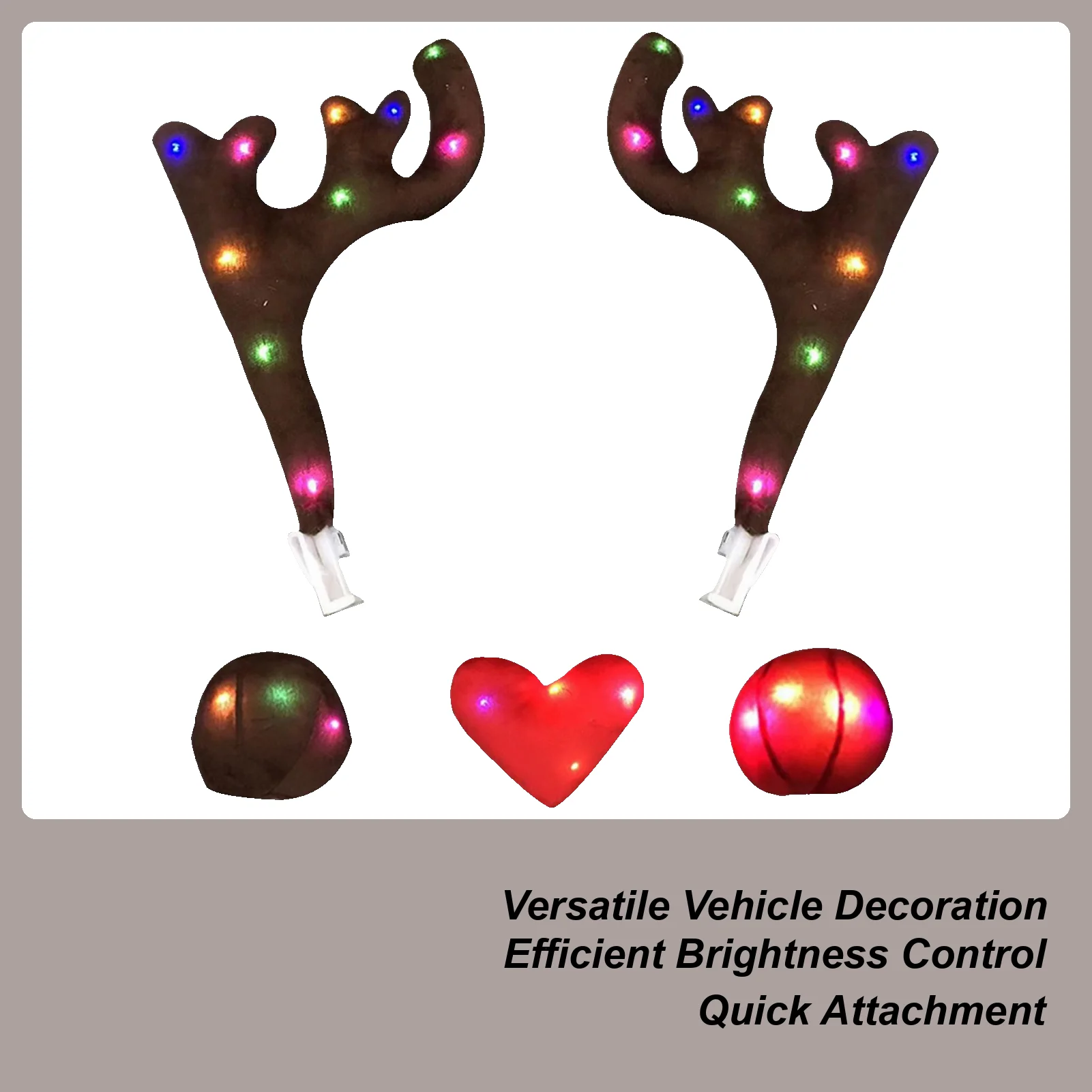 

Reindeer Car Decoration Christmas Lighted Auto Exterior Decor Holiday Vehicle Roof Decor For SUVs Trucks RVs Sedans Road Trips