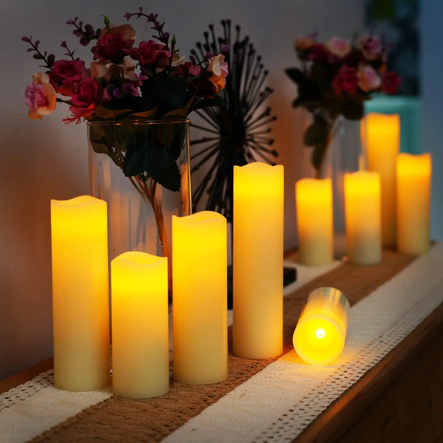 12pcs/set LED Flameless Candles Flickering Light with Remote Control for Festival Wedding Home Party Decor Lighting