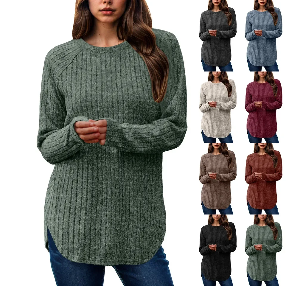 Womens Long Sleeve Shirts For Women Tunic Tops For Women Loose Fit Dressy Crew Neck Pullover Basic Sweaters For Women'S Sweater
