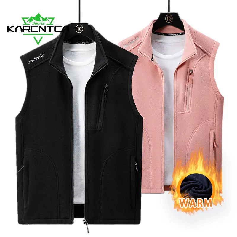 Running Vest Fleece Warm Winter Vests Breathable Fitness Sportswear Run Jogging Gym Men Clothing Women Vests Black Purple Pink