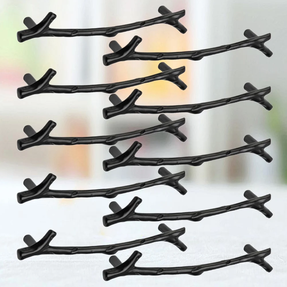 

10Pcs Zinc Alloy Furniture Handle Branches Shape Drawer Pull Black Cabinet Door Handle Modern Lightweight Closet Pull for Home