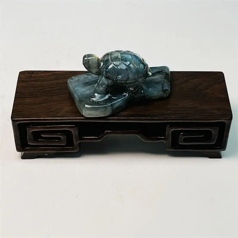 Natural Freeform Labradorite Tortoise Carving Statues Crystal Animal Cute Carving Figurine For Christmas Gift 1pcs image 5