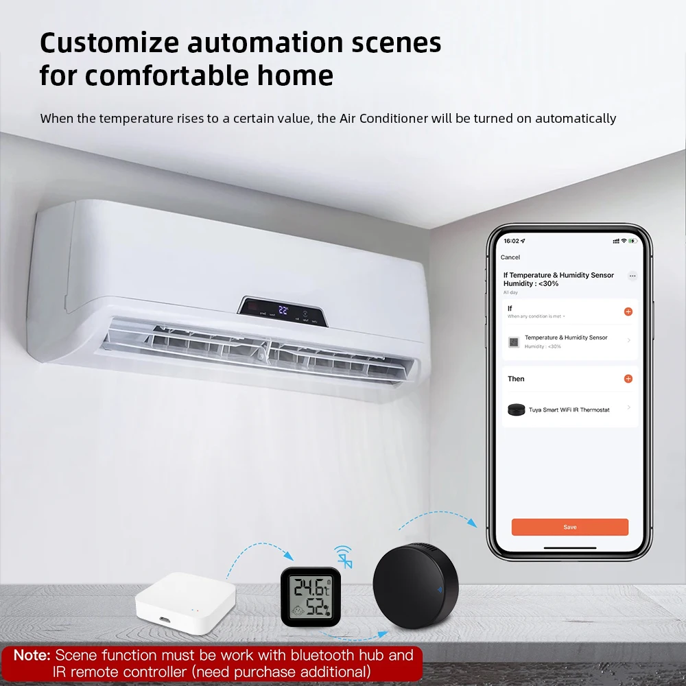 ONENUO Tuya Bluetooth czujnik temperatury i wilgotności Mini cyfrowy wyświetlacz LCD z termometrem sterującym pilot aplikacji higrometr czarny